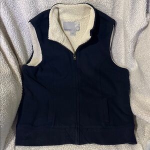 Old Navy Blue Fleece Vest with Cream Sherpa Lining